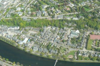 Aerial view of river Ness with Infirmary Bridge, Inverness, looking E.