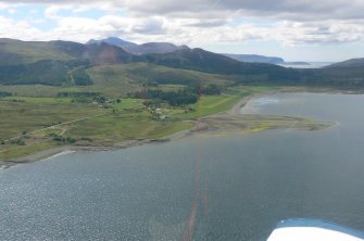Aerial view of Glenforsa on Mull, looking SW towards Loch na Keal and Ben More.
