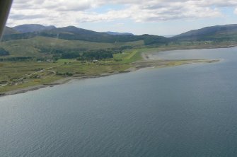 Aerial view over Glenforsa on Mull, looking SW towards Loch na Keal and Ben More.