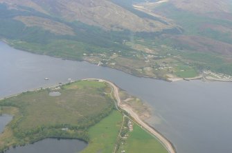 Aerial view of Ardgour and Corran Narrows in Loch Linhe, looking SE.