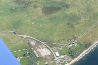 Aerial view of Nigg Ferry and associated buildings, Tarbat peninsula, looking N.