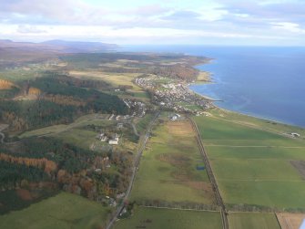 Aerial view of Golspie and Drummuie, East Sutherland, looking NE.