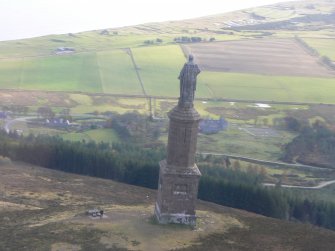 Aerial view of Monument to first Duke of Sutherland on Beinn A' Bhragaidh, Golspie, East Sutherland, looking S.