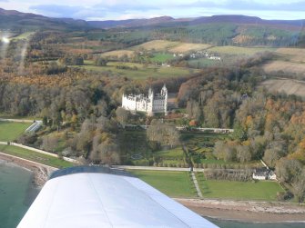 Aerial view of Dunrobin Castle and formal garden, East Sutherland, looking NW.