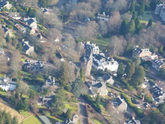 Aerial view of Strathpeffer centre of village, Easter Ross, looking ENE.