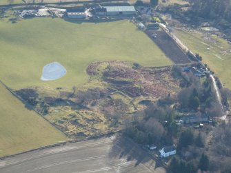 Aerial view of Mulchaich Chambered Cairn and settlement, Black Isle, looking SE.