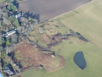 Aerial view of Mulchaich Chambered Cairn and settlement , Black Isle, looking W.