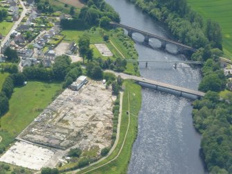 Aerial view of the Bridges over the River Conon at Maryburgh/Conon Bridge, looking SW.