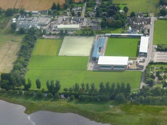 Aerial view of Dingwall east end closer view, Easter Ross, looking S.