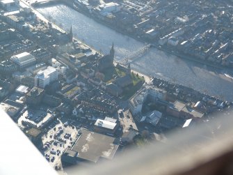 Aerial view of the northern section of central Inverness, looking S.