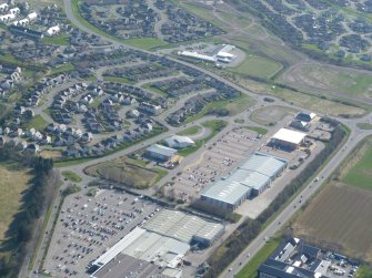 Aerial view of Inshes Retail Park, Inverness, looking S.