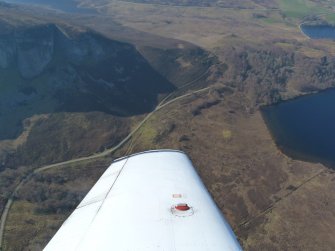 Aerial view of Creag nan Clag beside Loch Duntelchaig, S of Inverness, looking NW.