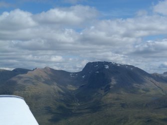 Aerial view of Ben Nevis and Carn Mor Dearg, looking SW.