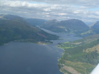 Aerial view of Lettermore, Kentallen of Loch Linnhe and Loch Leven narrows to Glencoe, looking SSW to Kinlochleven.