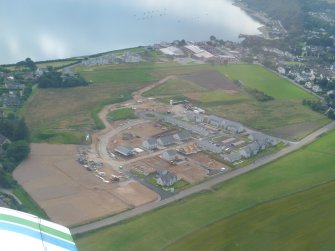 Aerial view of new housing development, Fortrose, Black Isle, looking S.
