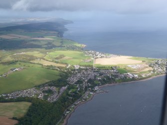 Aerial view of Fortrose burgh with Rosemarkie beyond, Black Isle, looking NNE