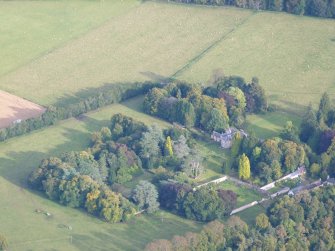 Near aerial view of Reelig House and walled garden, looking SE.