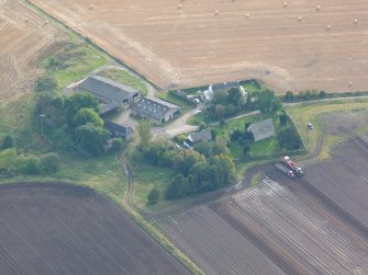 Near aerial view of Gilchrist Farm & Mausoleum, Black Isle, looking S.