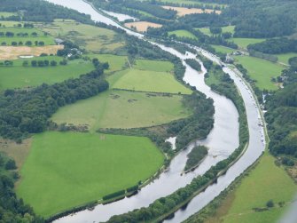 Aerial view of River Ness and Caledonian Canal at Laggan, Inverness, looking SW towards Dochgarroch.