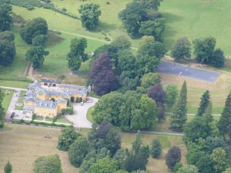 Aerial view of Dochfour House and farm steading, Inverness, looking SW.