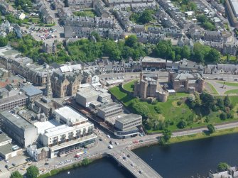 Aerial view of Bridge Street and Castle, Inverness, looking E.