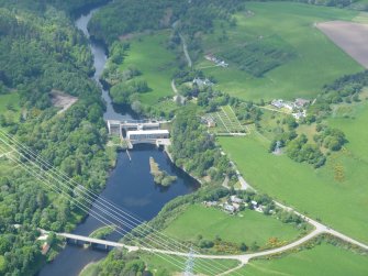 Aerial view of Kilmorack Power Station and Dam, looking W.