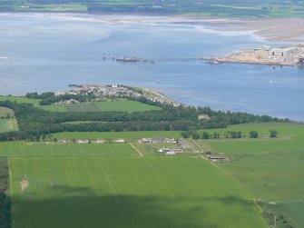 Aerial view of Cromarty Mains Farm, Cromarty House and Cromarty Burgh, looking NNW.