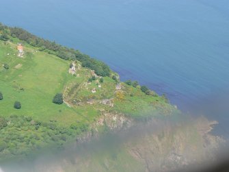 Aerial view of WW2 Coastal Battery at South Sutor on the Black Isle, looking NNW.