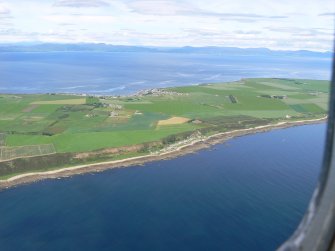 Aerial view of Portmahomack and Tarbat Ness, looking NW.