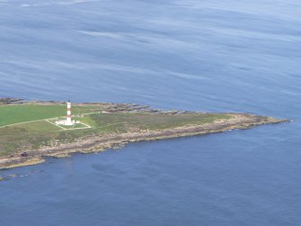 Aerial view of Tarbat Ness Lighthouse and Keepers Cottages, Tarbat Ness, Easter Ross, looking N.