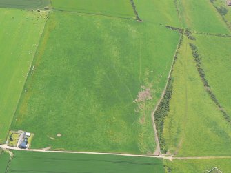 Aerial view of Brucefield Cottage and soil marks, Tarbat Ness, looking SW.