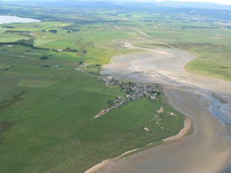 Aerial view of Inver Village and RAF Tain Airfield, Morrich More, Easter Ross, looking WSW.