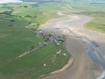 Aerial view of Inver Village and RAF Tain Airfield, Morrich More, Easter Ross, looking WSW.