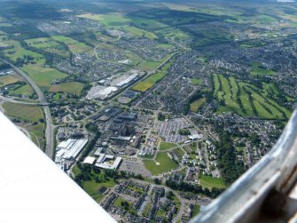 Near aerial view of Raigmore Hospital, Inverness, looking SSE.