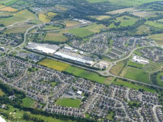 Aerial view of Inshes Retail Park, looking E.