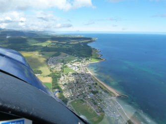 Aerial view of Golspie town and harbour, East Sutherland, looking NE.