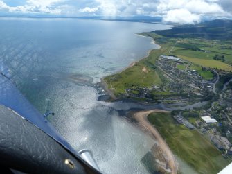 Aerial view of mouth of River Brora, East Sutherland, looking SSE.