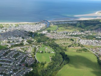 Oblique aerial view of Nairn, looking N.