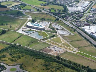 Aerial view of the UHI Inverness College campus at Beechwood, Inverness, looking S.