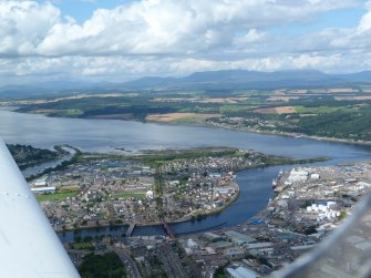 Oblique aerial view of Inverness Harbour, South Kessock and the Beauly Firth with Ben Wyvis beyond, Inverness, looking NW.