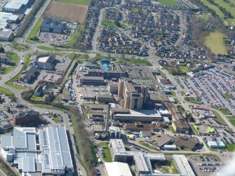Aerial view of Raigmore Hospital and Drakies housing estate, Inverness, looking SW.