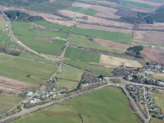 An oblique aerial view of Tore Roundabout on the A9, looking NE.