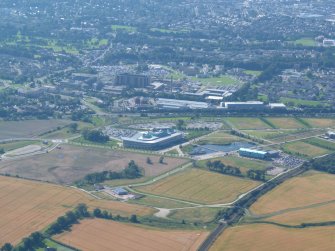 Aerial view of UHI at Beechwood, Inverness, looking W.
