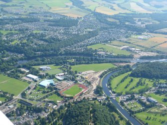 Near aerial view of the Bught, Inverness, looking S.