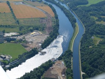 Aerial view of River Ness and Caledonian canal at Inverness, looking SW.