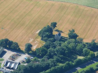 Aerial view of Kinkell Tower house, at the base of the Black Isle, looking NW.