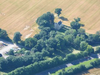 Aerial view of Kinkell Tower house, at the base of the Black Isle, looking NW.