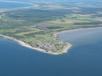 Oblique aerial view of Fort George and Delnies Wood, looking E.