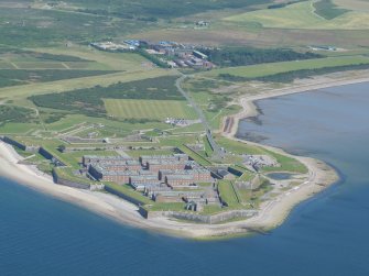 Oblique aerial view of Fort George, looking E.
