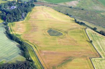 Oblique aerial view of Pictish cemetery at Tarradale on the north shore of the Beauly Firth, looking SE.